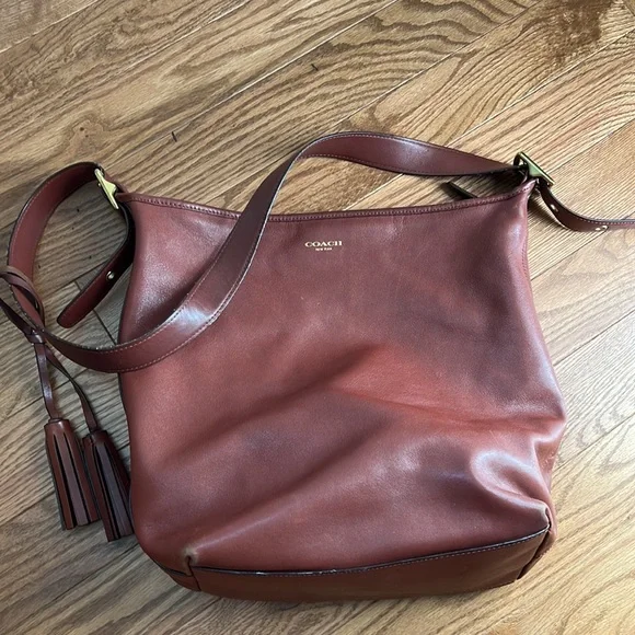 Saddle-color Coach Crossbody Bucket - Picture 4 of 14
